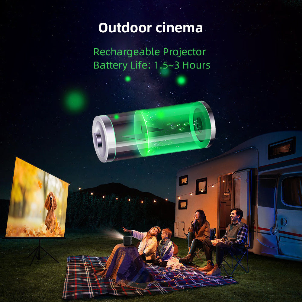 4K Rechargeable Miniature Mini Portable DLP Projector, Outdoors Backyard Camping