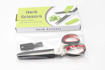 Multifunctional Muti-Layers Stainless Steel Knives Multi-Layers Kitchen Scissors Scallion Cutter Herb Laver Spices Cook Tool Cut